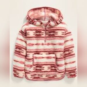 Old Navy Girls Sz 10 Sherpa Half Zip Hoodie Pullover Jacket Cozy Warm Fleece